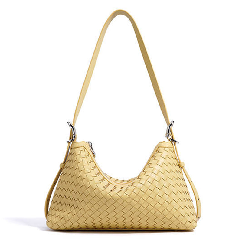 Handmade genuine leather women's underarm bag simple commuting multifunctional shoulder bag large capacity handbag woven bag