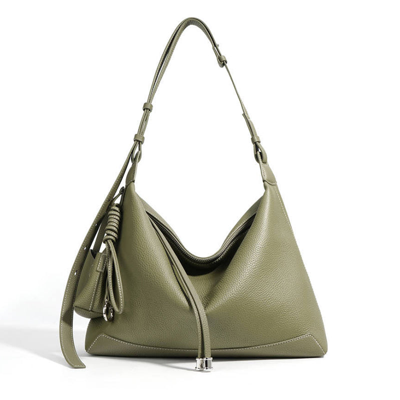 2025 new style niche simple large capacity commuter handbag genuine leather high-end feel fashionable underarm bag