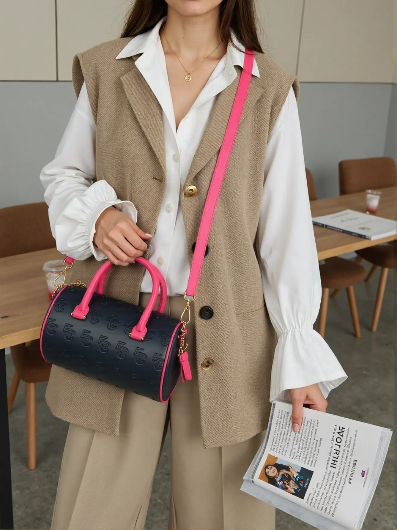 Gorfia Purple Leather Tote Bag
