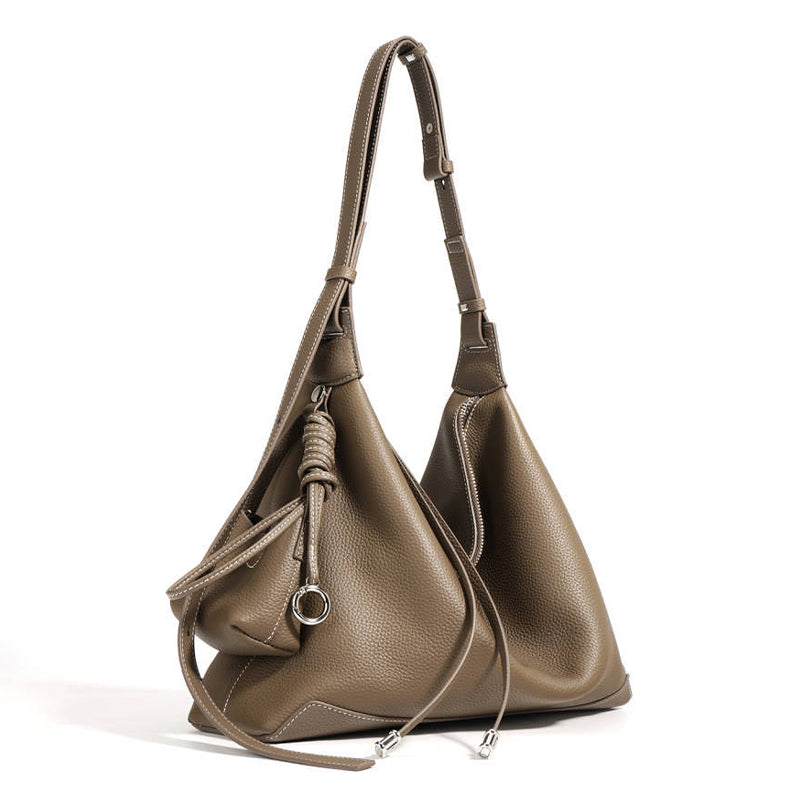 2025 new style niche simple large capacity commuter handbag genuine leather high-end feel fashionable underarm bag