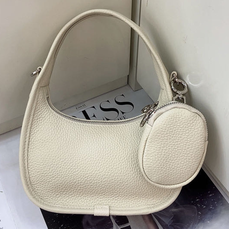 Women's mini shoulder bag, fashionable leather women's bag design armpit handbag, beautiful crescent shaped wallet