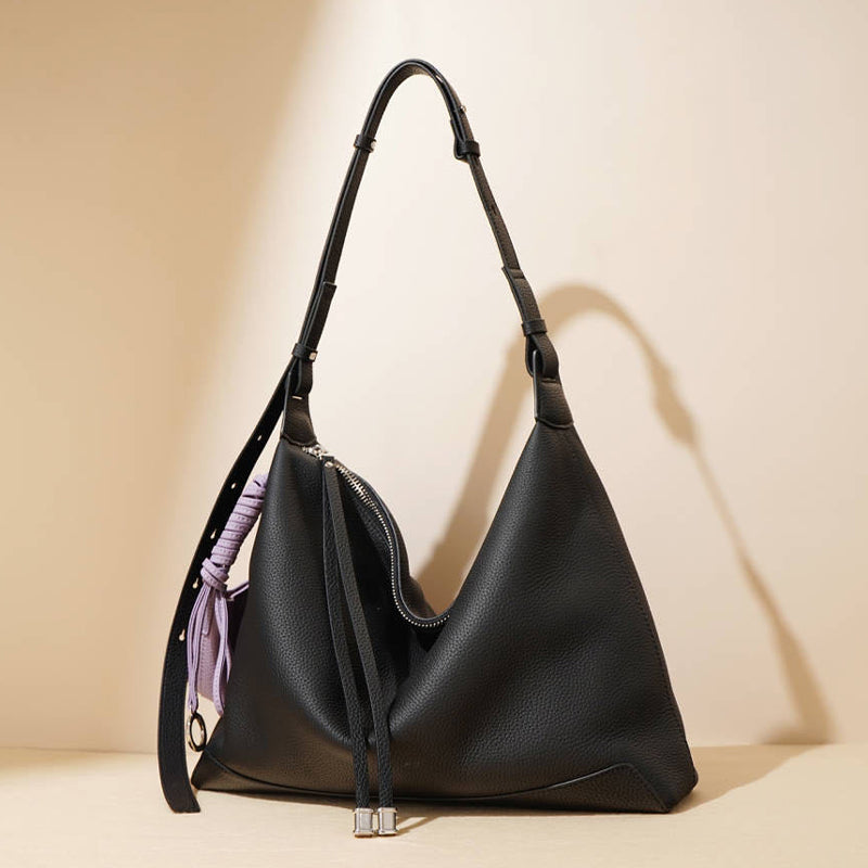 2025 new style niche simple large capacity commuter handbag genuine leather high-end feel fashionable underarm bag