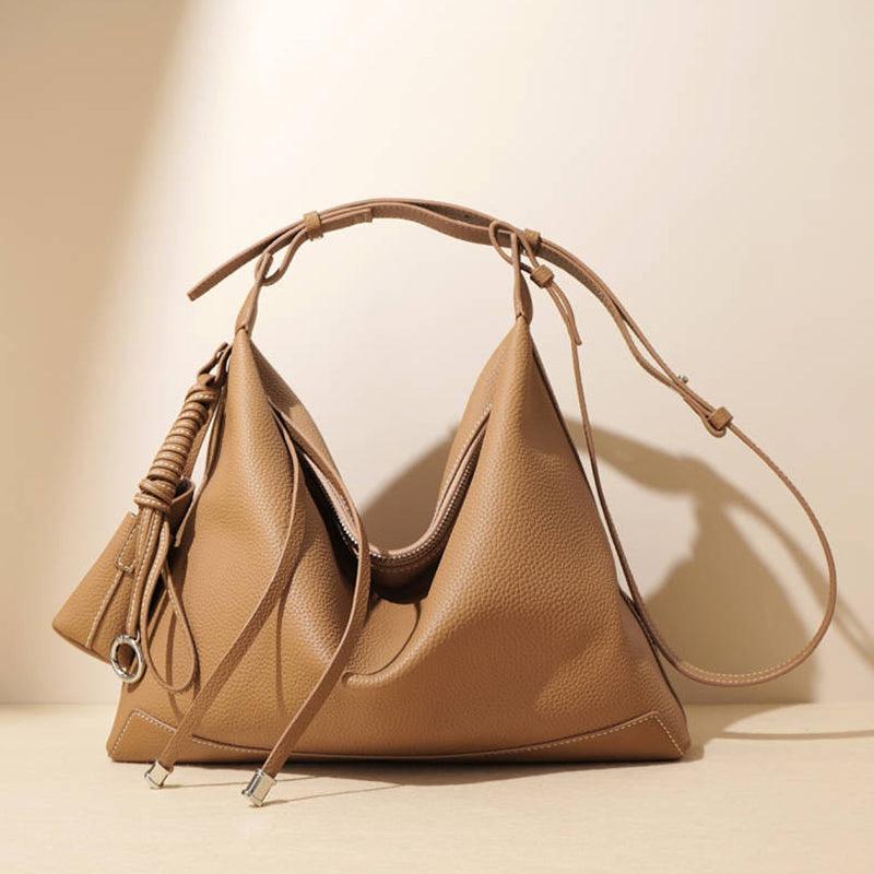 2025 new style niche simple large capacity commuter handbag genuine leather high-end feel fashionable underarm bag