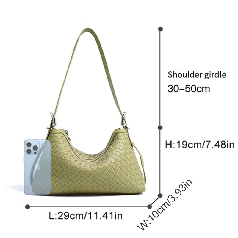 Handmade genuine leather women's underarm bag simple commuting multifunctional shoulder bag large capacity handbag woven bag