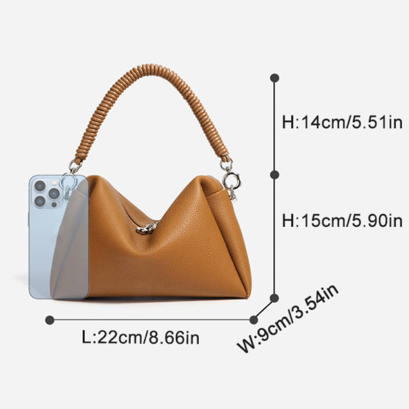 Soft Cowhide Handbag Cord Strap Women's Niche High-end Small Shoulder Messenger Bag Elegant Purses Clutch Rope Weaving Handle