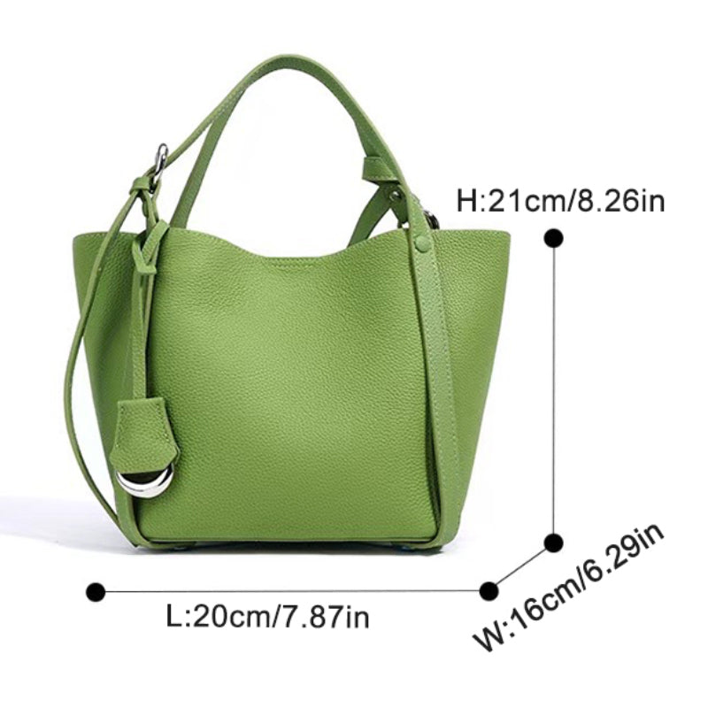 Luxury design women's bag high-grade first layer cowhide handbag genuine leather fashion shoulder bag casual work bucket bag