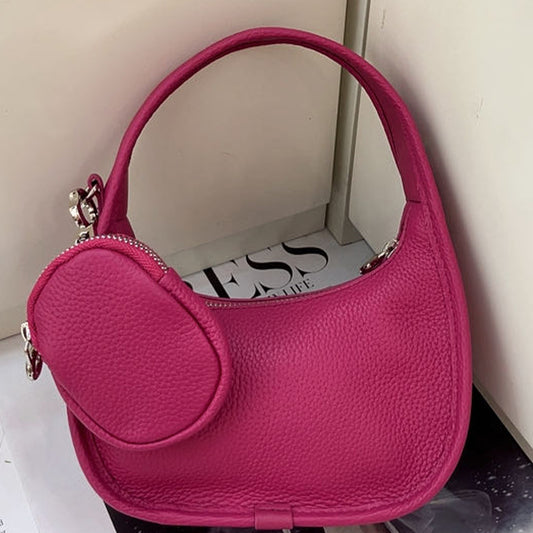 Women's mini shoulder bag, fashionable leather women's bag design armpit handbag, beautiful crescent shaped wallet
