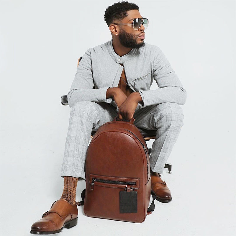 GORFIA large capacity PU leather backpack, men's retro brown backpack, women's multifunctional backpack, backpack Christmasgifts