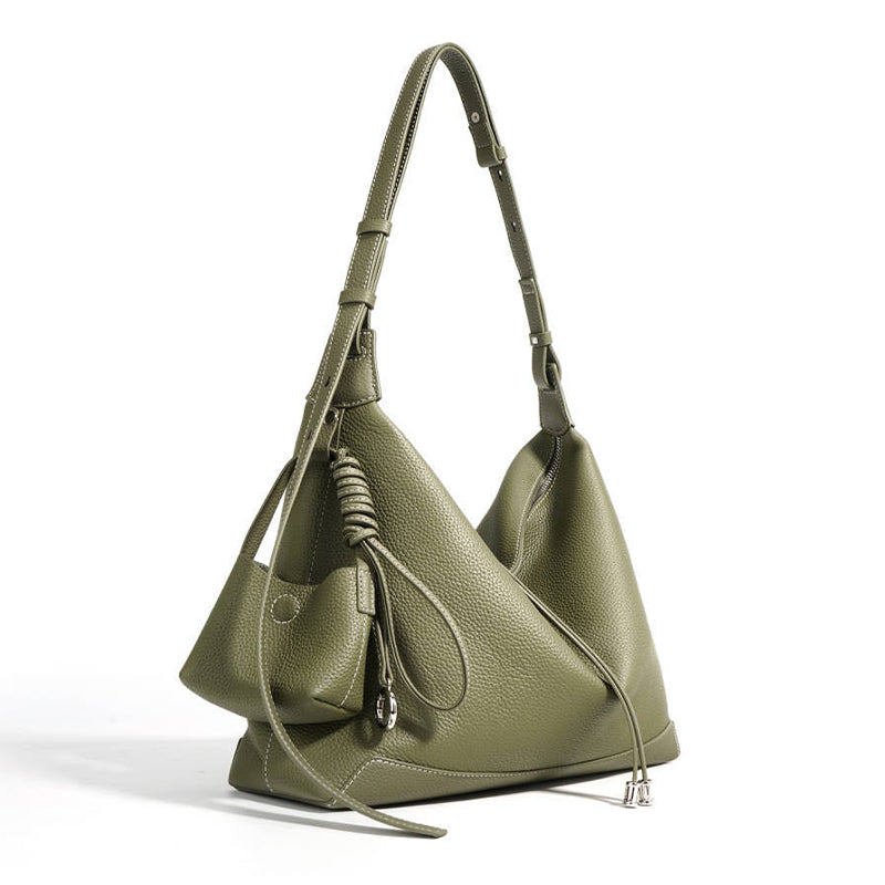 2025 new style niche simple large capacity commuter handbag genuine leather high-end feel fashionable underarm bag