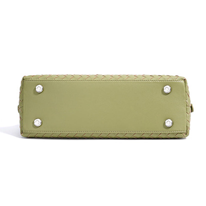Handmade genuine leather women's underarm bag simple commuting multifunctional shoulder bag large capacity handbag woven bag