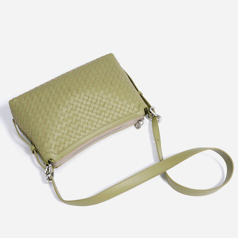 Handmade genuine leather women's underarm bag simple commuting multifunctional shoulder bag large capacity handbag woven bag