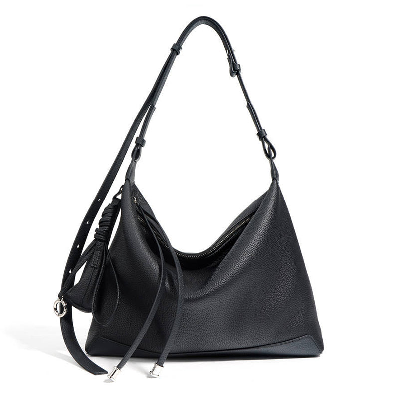 2025 new style niche simple large capacity commuter handbag genuine leather high-end feel fashionable underarm bag