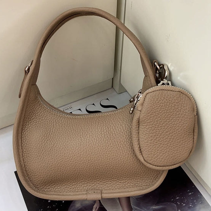 Women's mini shoulder bag, fashionable leather women's bag design armpit handbag, beautiful crescent shaped wallet