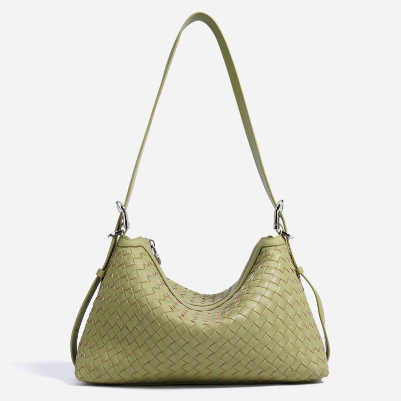 Handmade genuine leather women's underarm bag simple commuting multifunctional shoulder bag large capacity handbag woven bag
