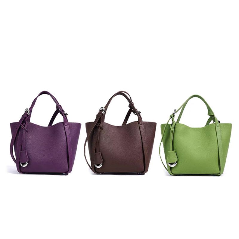Luxury design women's bag high-grade first layer cowhide handbag genuine leather fashion shoulder bag casual work bucket bag