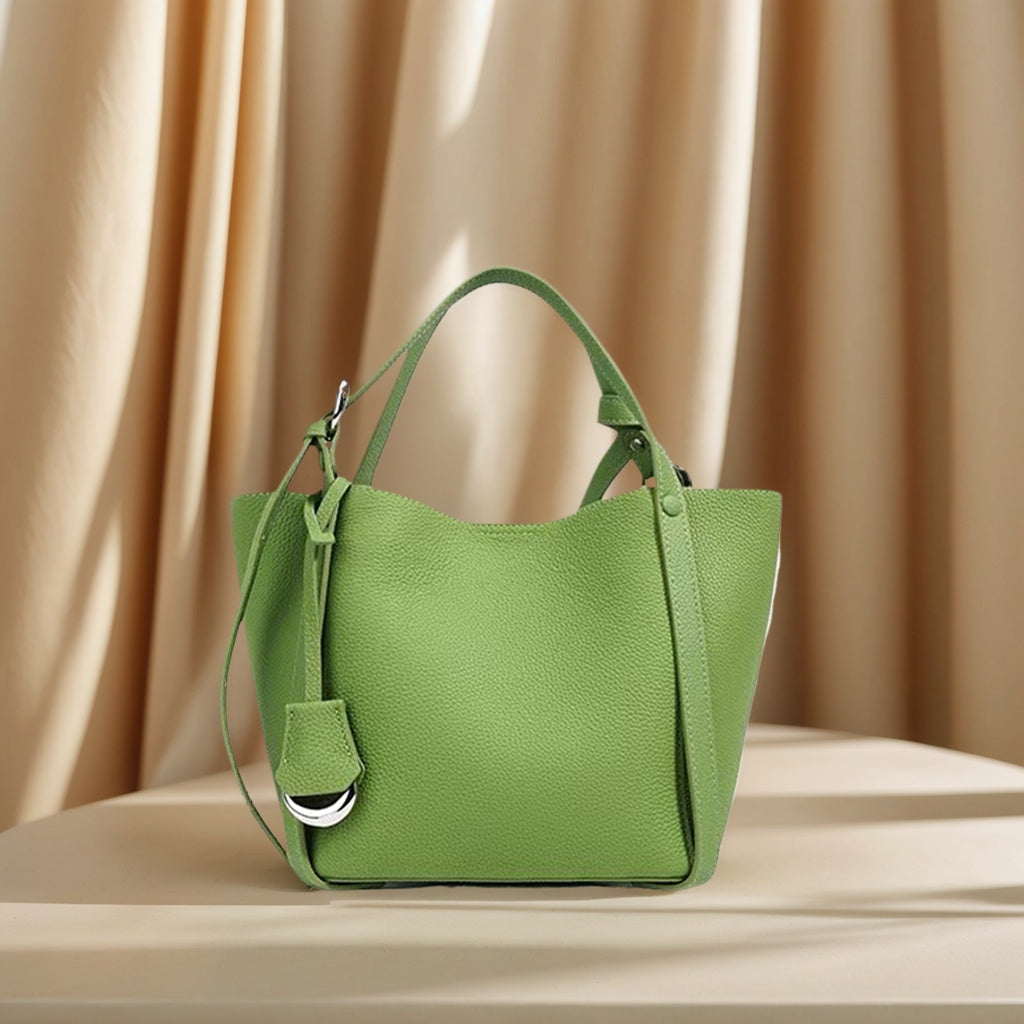 Luxury design women's bag high-grade first layer cowhide handbag genuine leather fashion shoulder bag casual work bucket bag