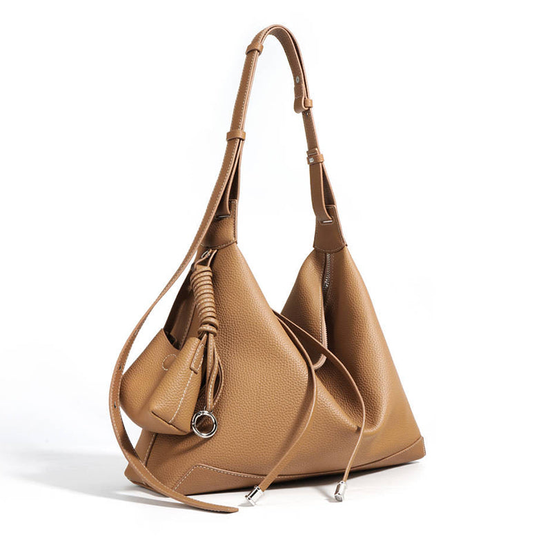 2025 new style niche simple large capacity commuter handbag genuine leather high-end feel fashionable underarm bag
