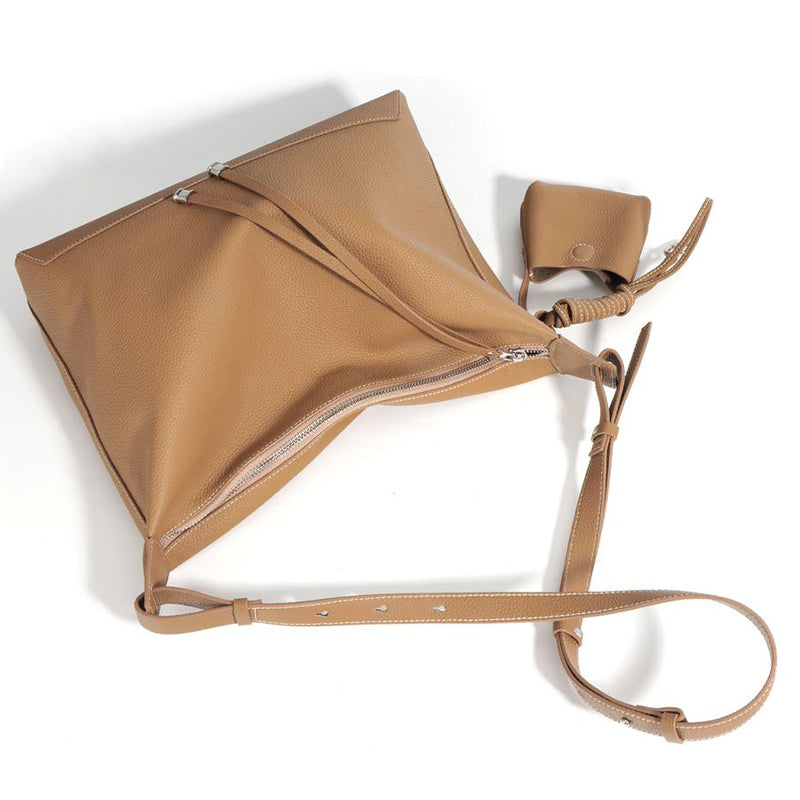 2025 new style niche simple large capacity commuter handbag genuine leather high-end feel fashionable underarm bag