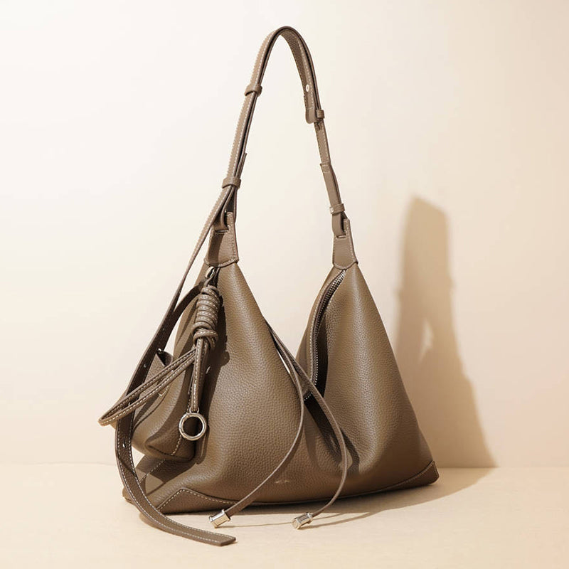 2025 new style niche simple large capacity commuter handbag genuine leather high-end feel fashionable underarm bag