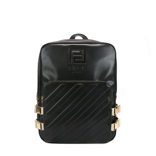 Gorfia Black Leather Ripple Backpack