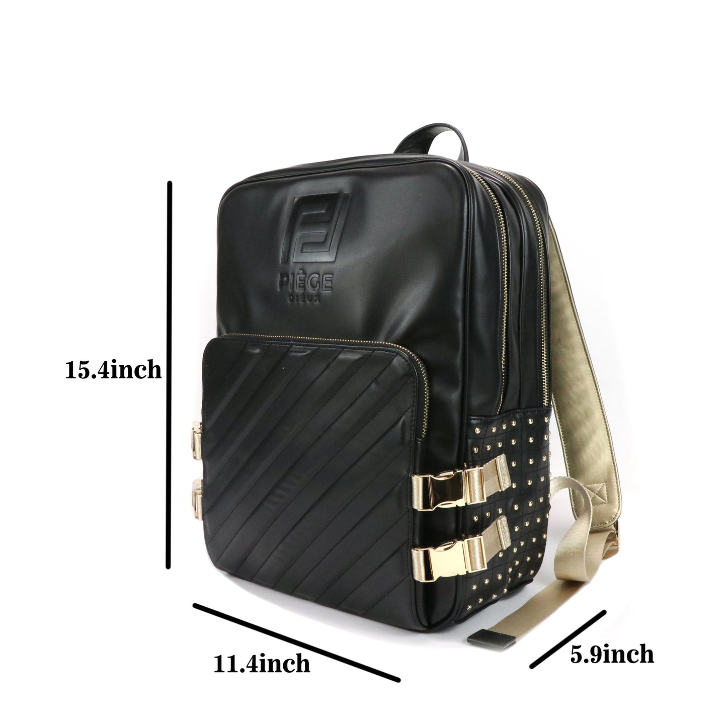 Gorfia Black Leather Ripple Backpack