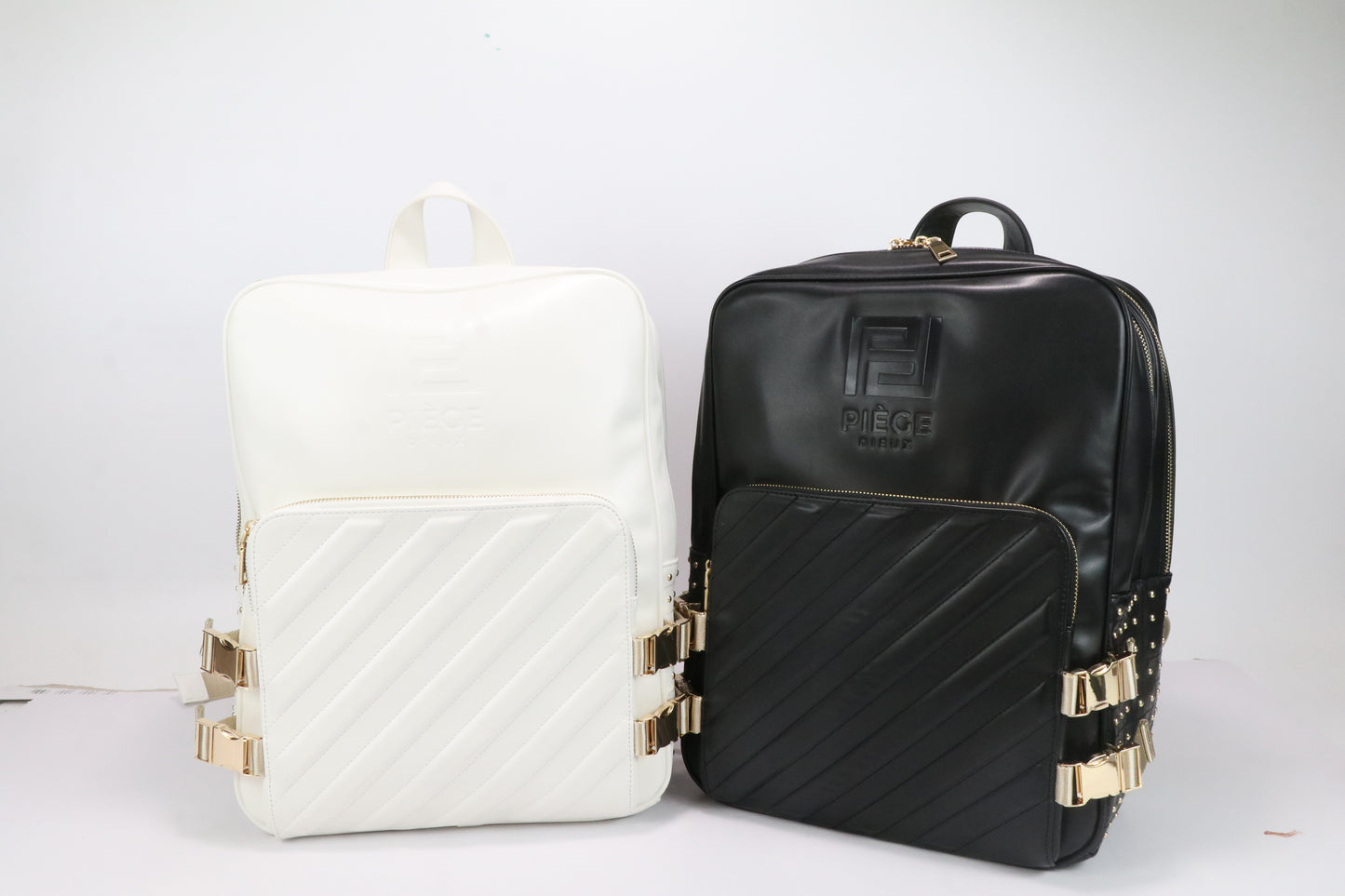 Gorfia Black Leather Ripple Backpack