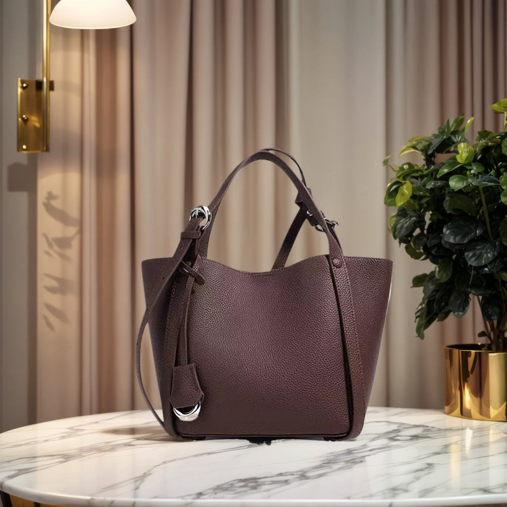 Luxury design women's bag high-grade first layer cowhide handbag genuine leather fashion shoulder bag casual work bucket bag